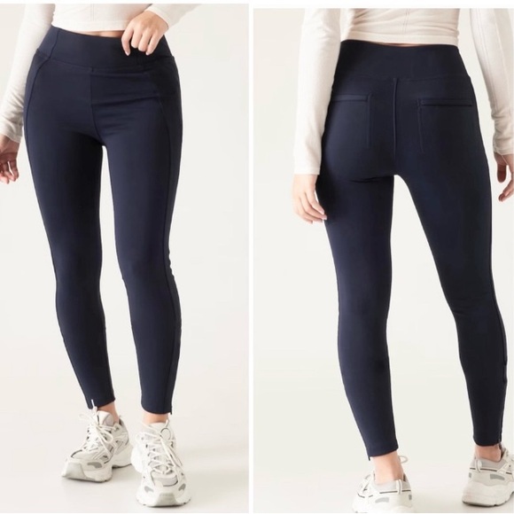 NWOT ATHLETA DELANCEY SKYLINE HYBRID HIGH WAISTED PANTS BLUE SMALL - Picture 1 of 8